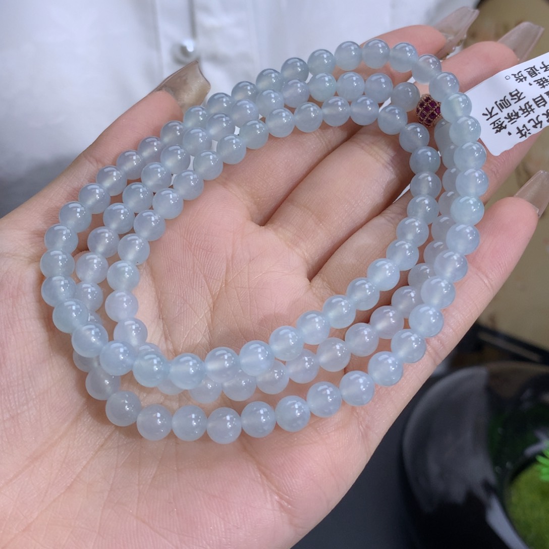 翡翠手链未镶嵌卡6.0冰种天空蓝