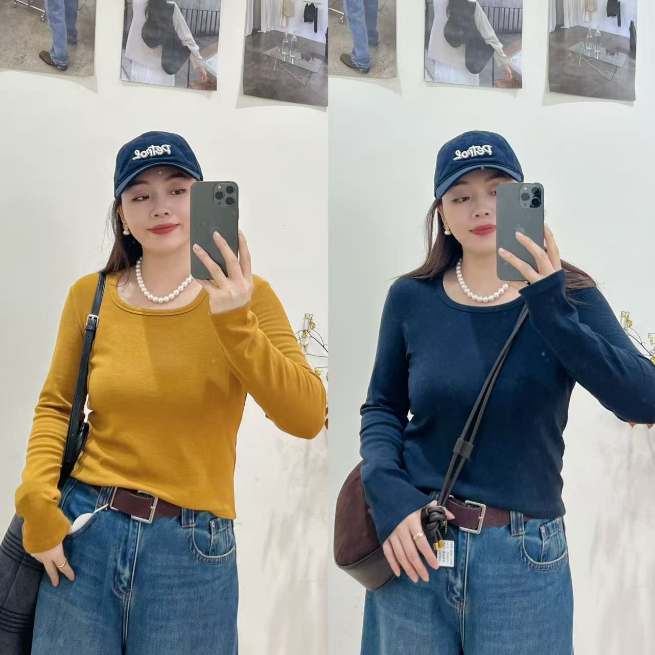 镇店之宝~779弹力棉U领长袖秋冬T恤