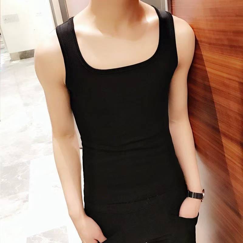 男士纯棉方领背心