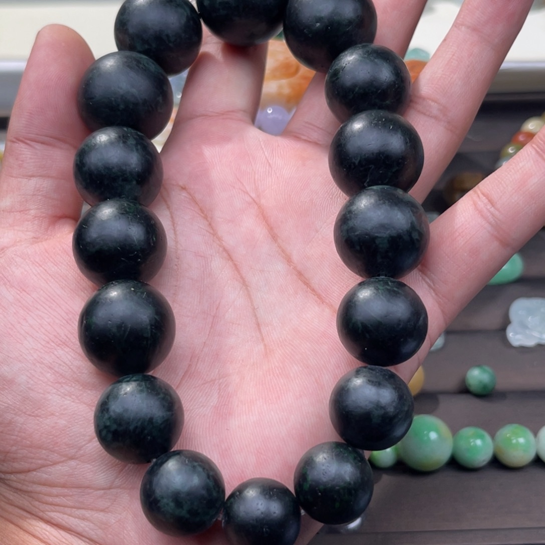 幸***活翡翠未镶嵌手串手持16颗