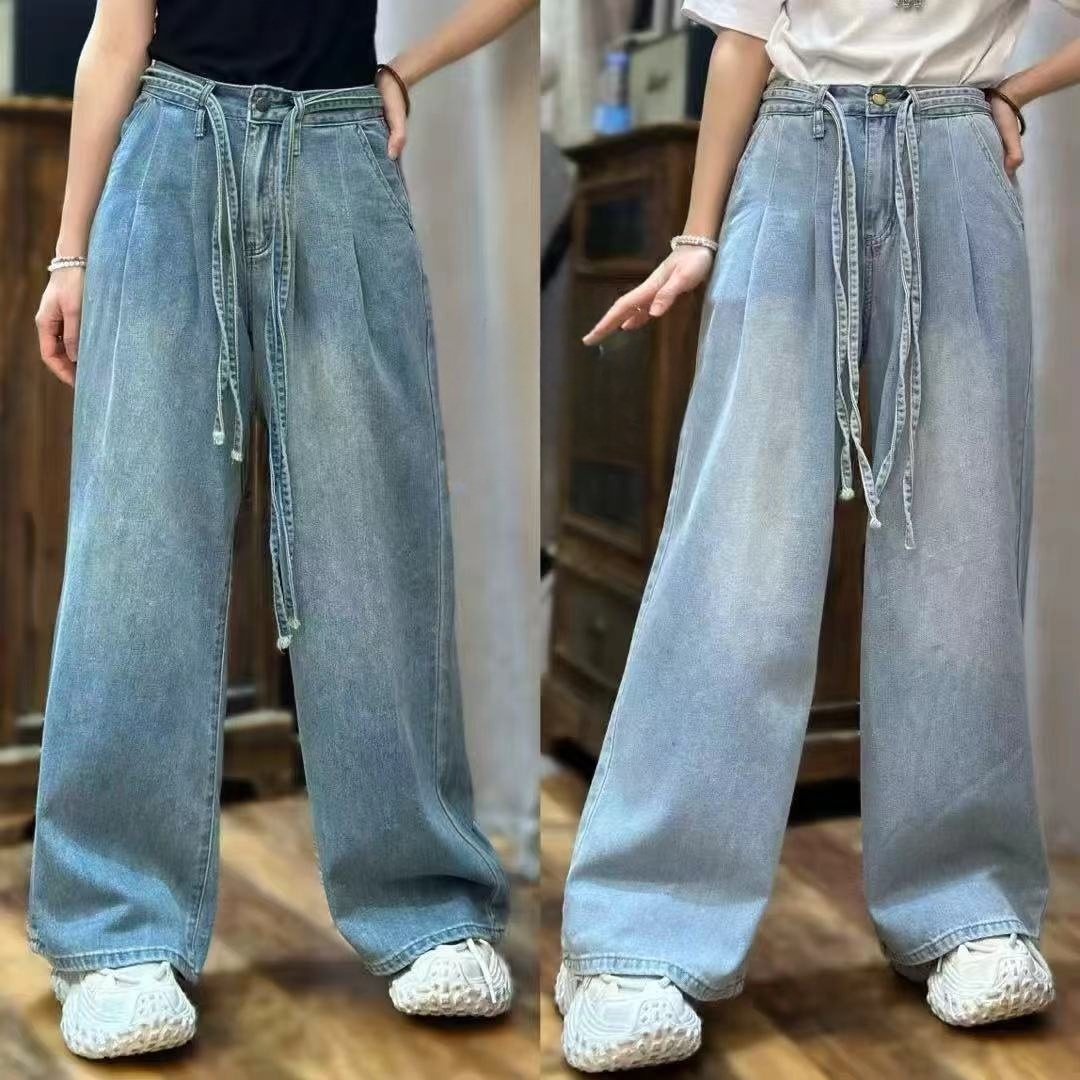 女士夏季新款2025牛仔阔腿裤亲子B3326