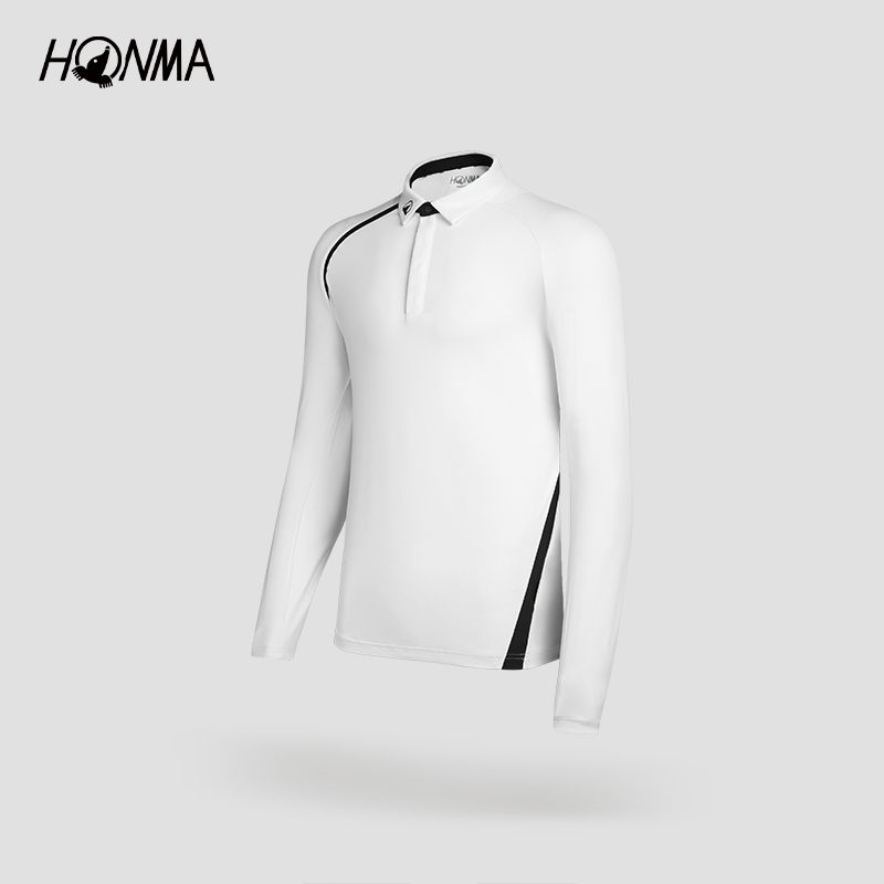 【专业高尔夫】HONMA撞色修身男士长袖POLO衫干爽透气HMKC705R802