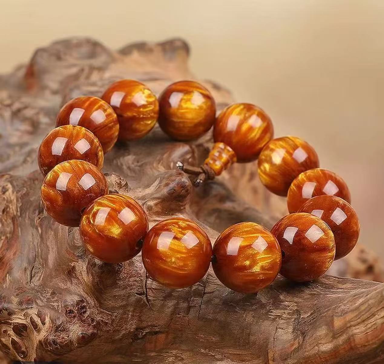 YW  手串  卡18  自然木质  金丝楠  可盘玩男女手把件文玩念珠0