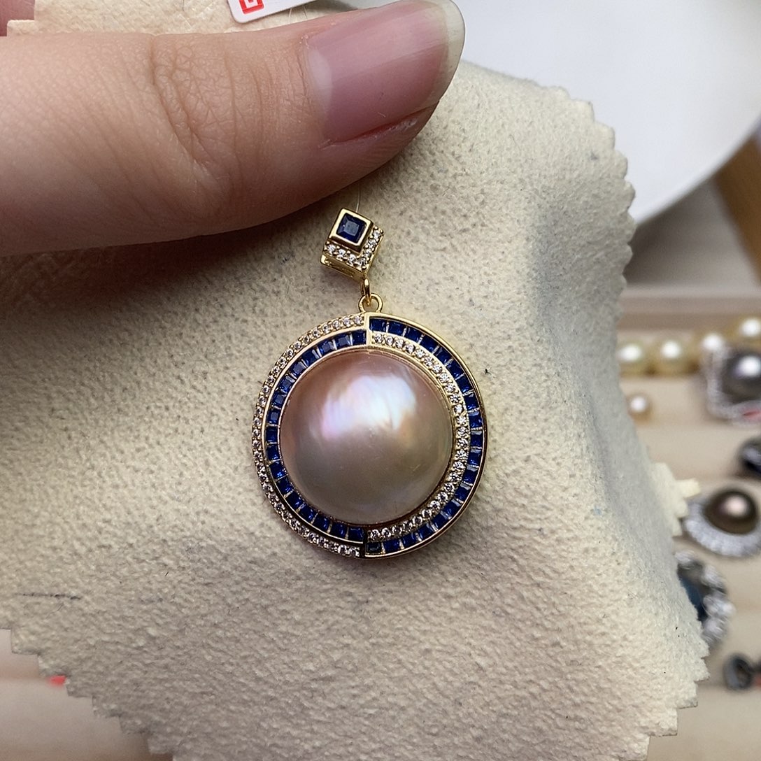 拼合珍珠（马贝珠）颈饰银S925镶嵌