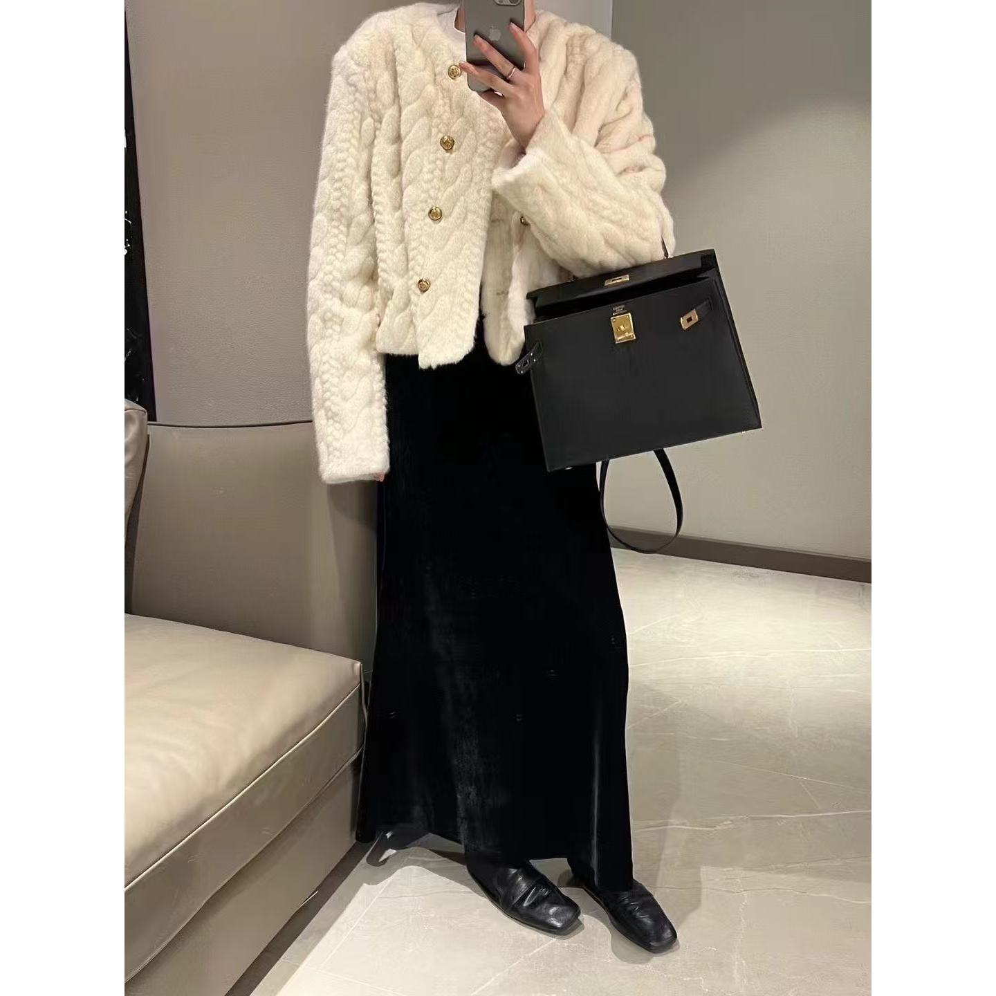 摩登（1md7950#）高智感丝绒裙！加绒的松紧腰半身裙11-11