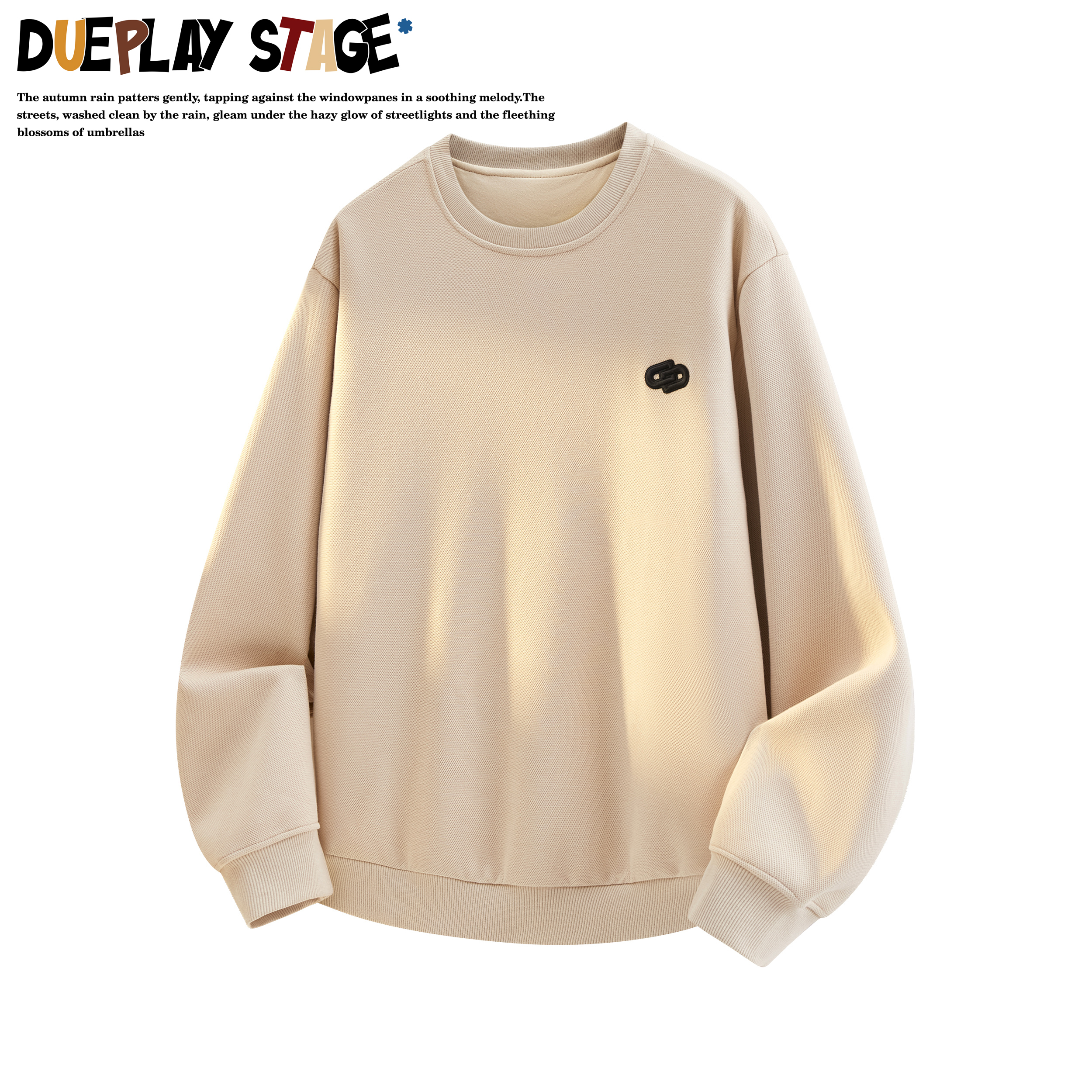 郑恺主理防水简约休闲百搭鹅绒圆领长袖套头卫衣男女同款