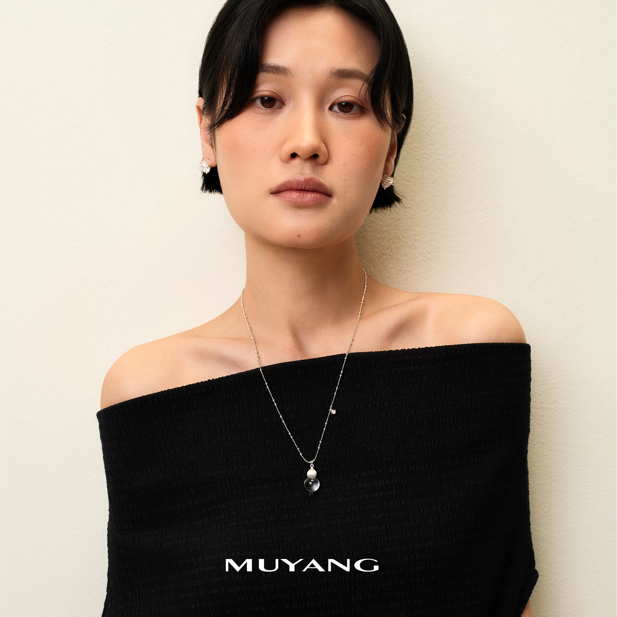 muyang/慕阳 铜合金琉璃项链 时尚百搭小众气质项链简约葫光项链