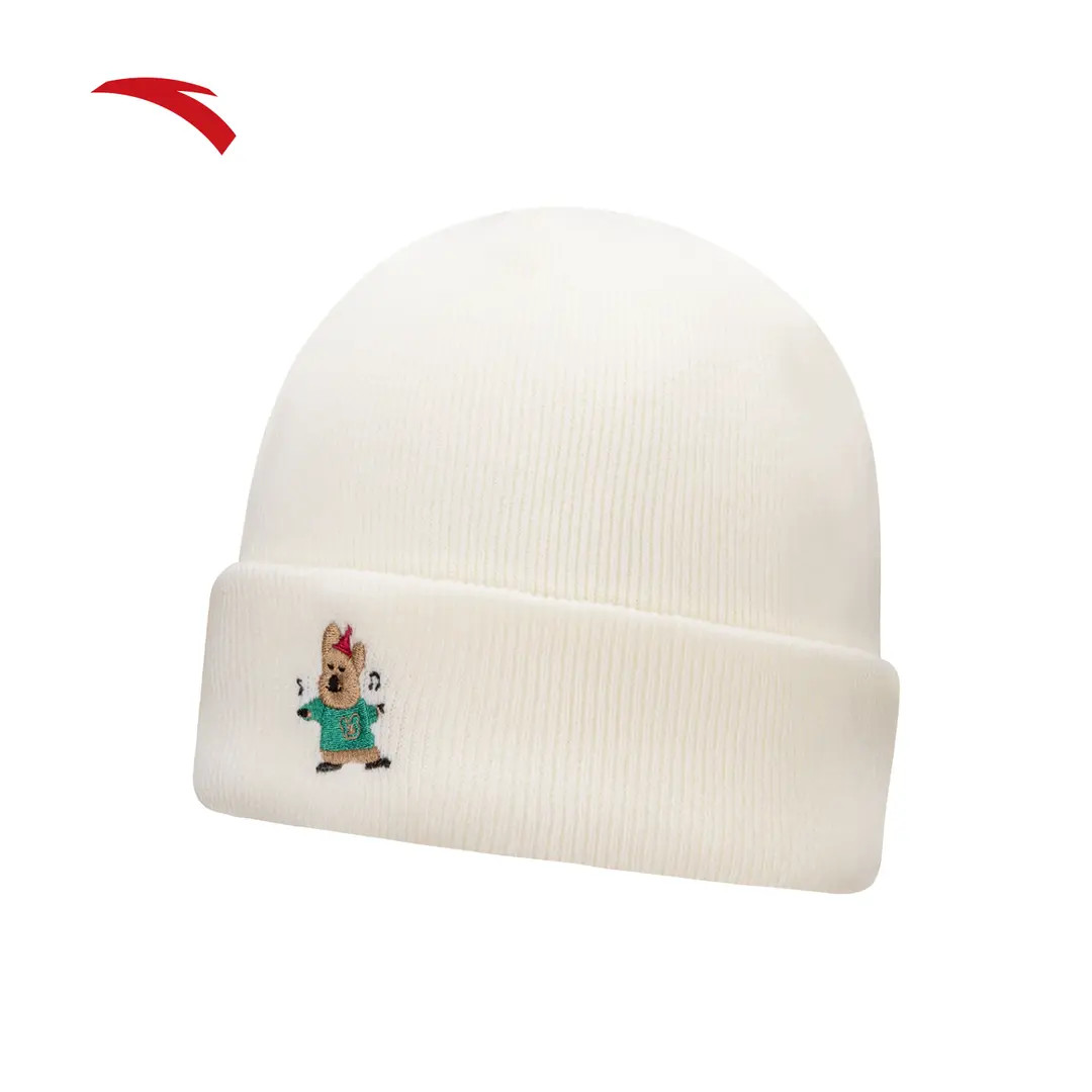 安踏针织帽户外运动简约百搭刺绣可爱防风保暖耐磨舒适潮流毛线帽