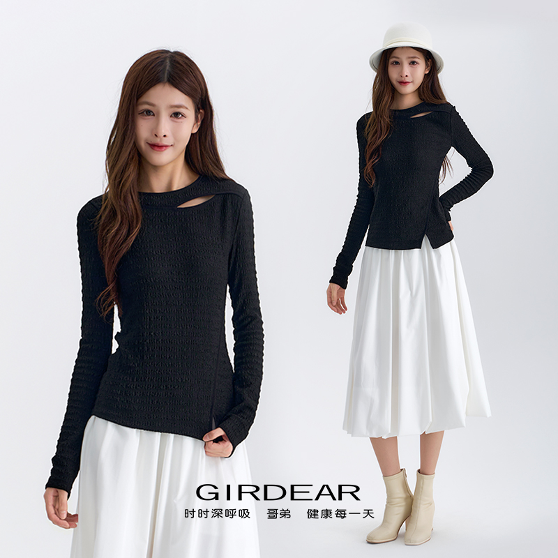 GIRDEAR/哥弟【墨尔本午夜】秋季新款气质优雅设计高级上衣女130122