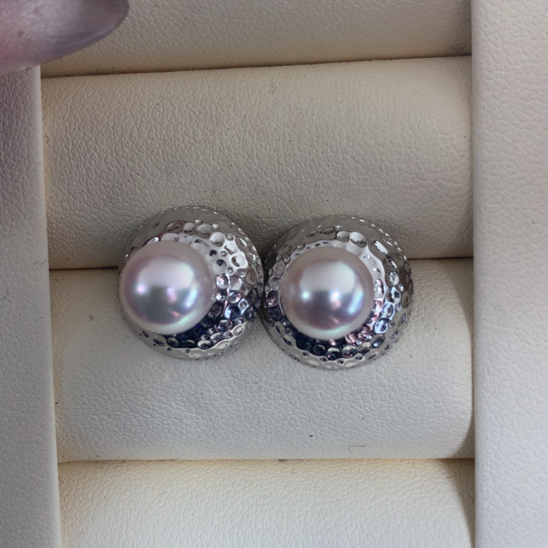海水珍珠耳饰银S925镶嵌