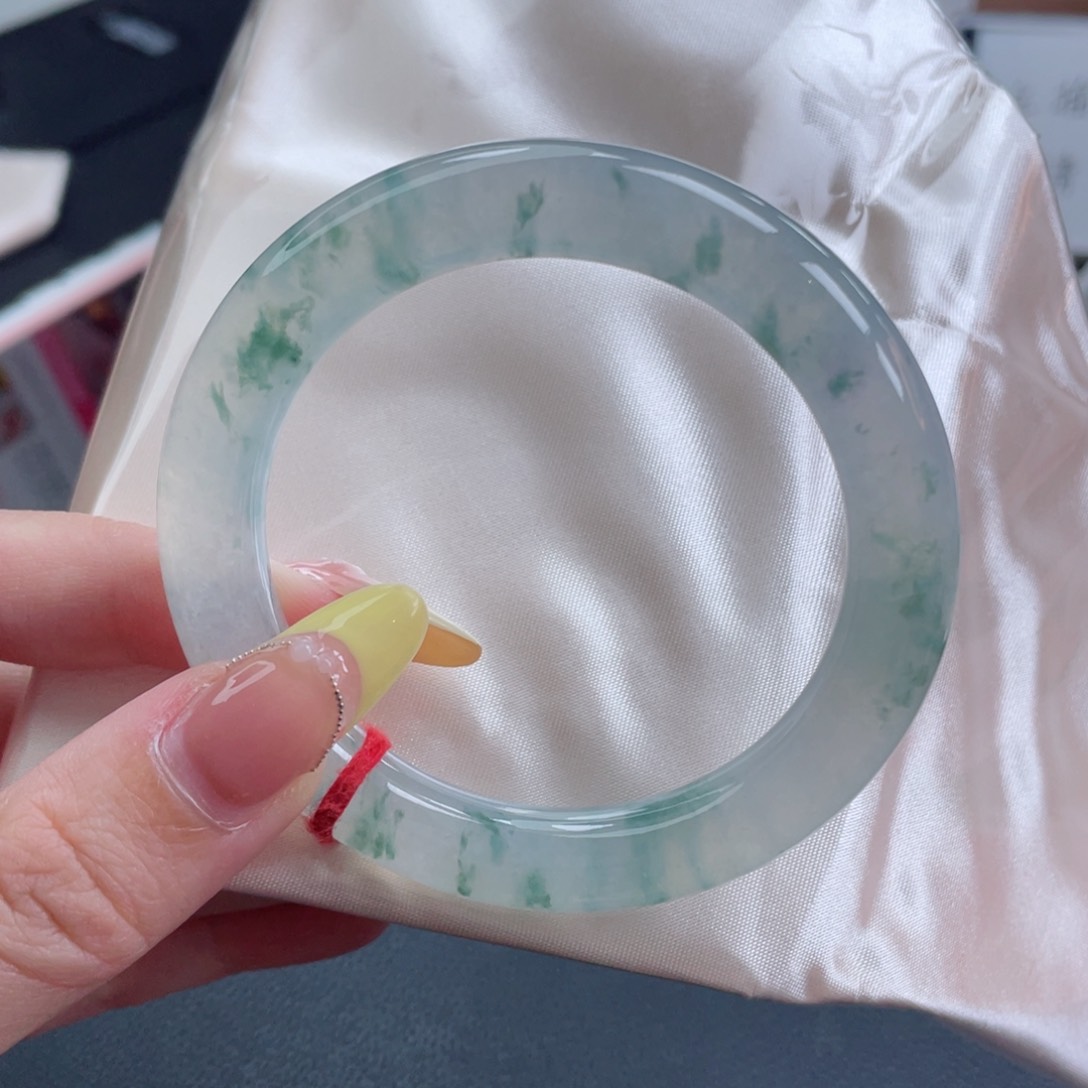 未镶嵌手镯翡翠53.2碎花镯 茉莉花开 清冷感美人镯 19号