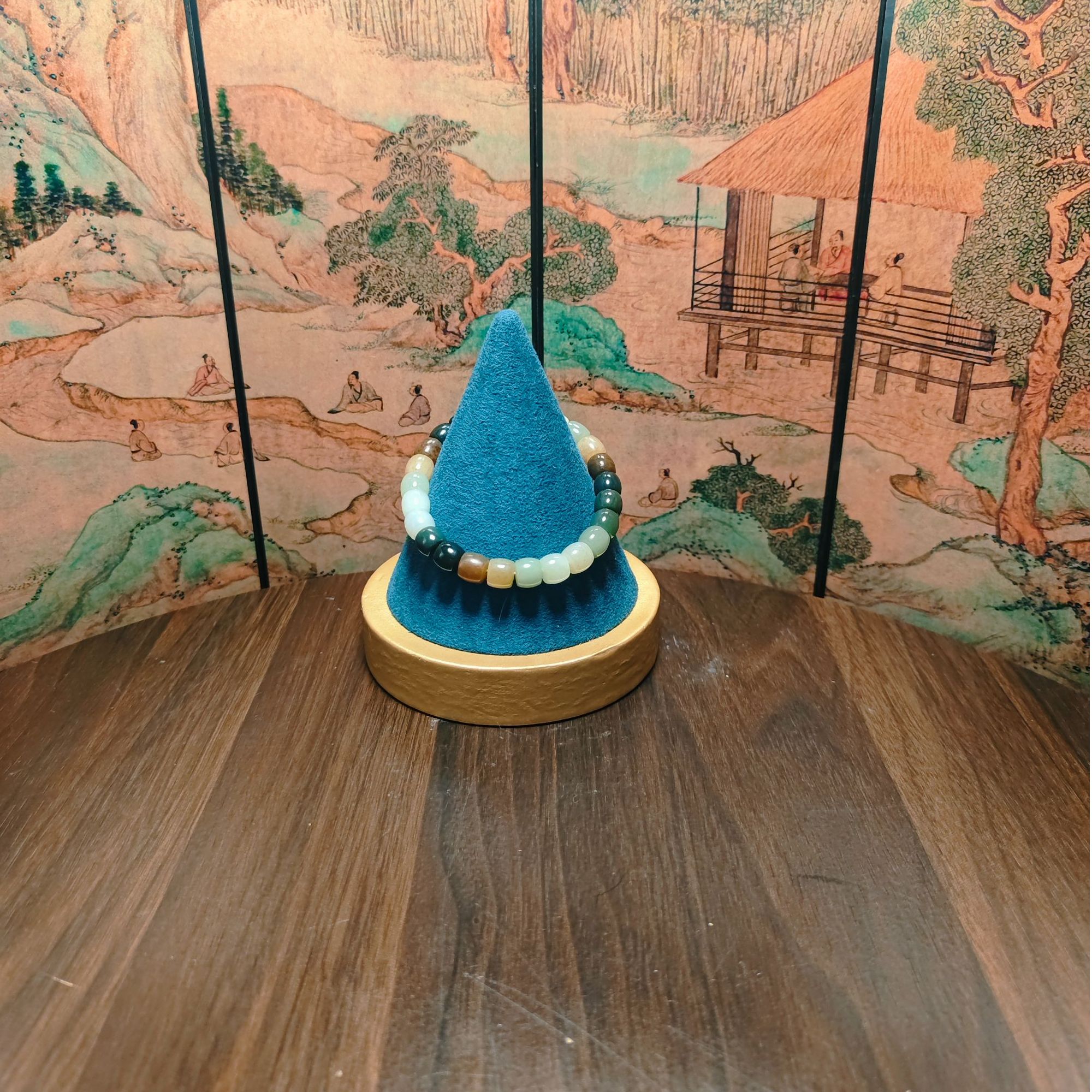 N和田玉多宝桶珠手串（卡8）0349