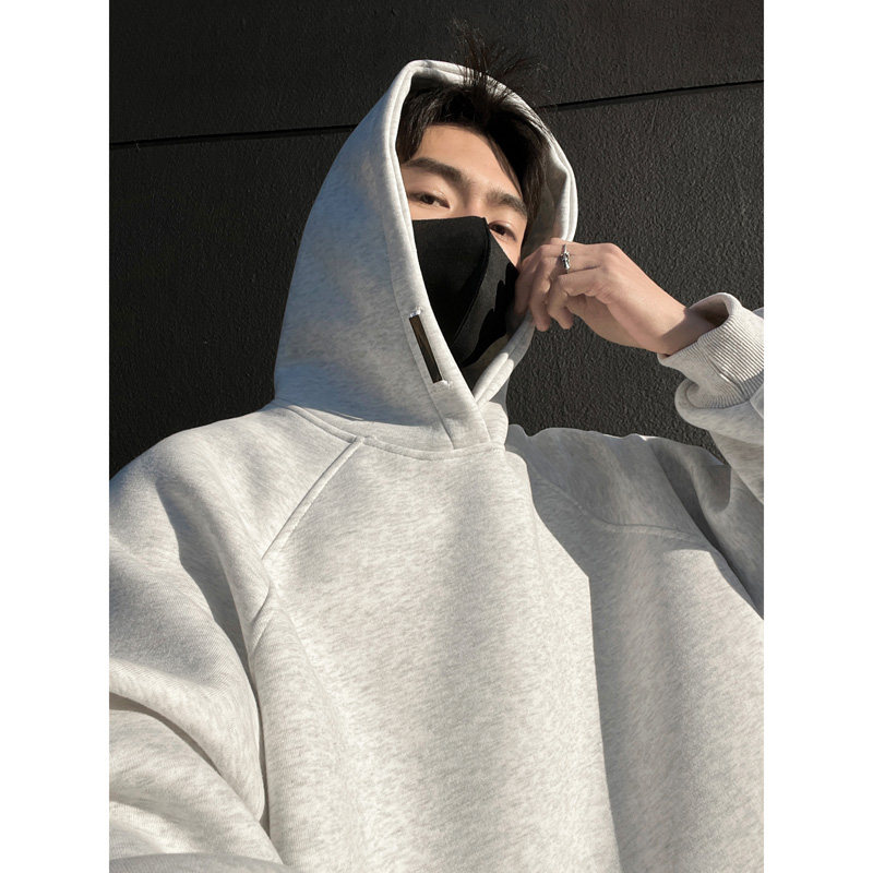 @MAX美式重磅连帽卫衣男春秋季冬薄款加厚慵懒上衣宽松百搭大帽