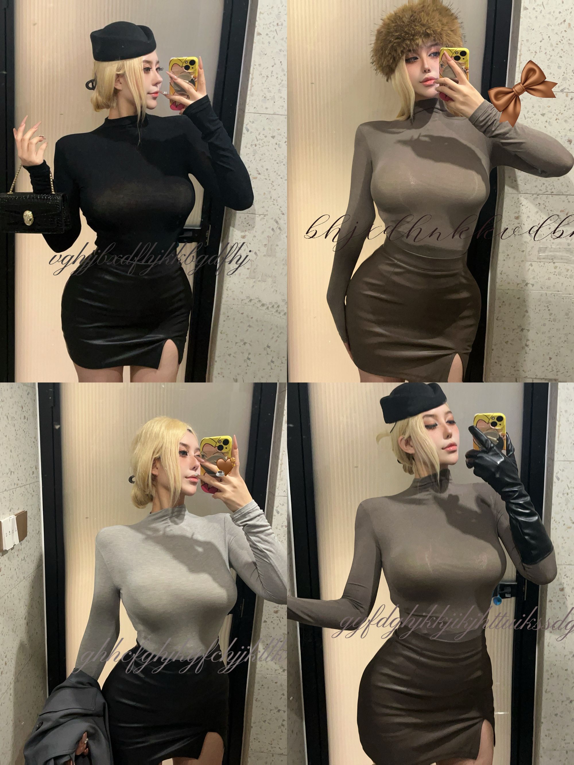 琳与墨【名门千金】半高领微透显胸大修身显瘦性感长袖打底衫T恤