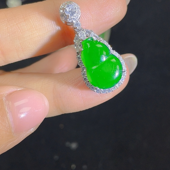 翡翠吊坠(不含链)银S925镶嵌