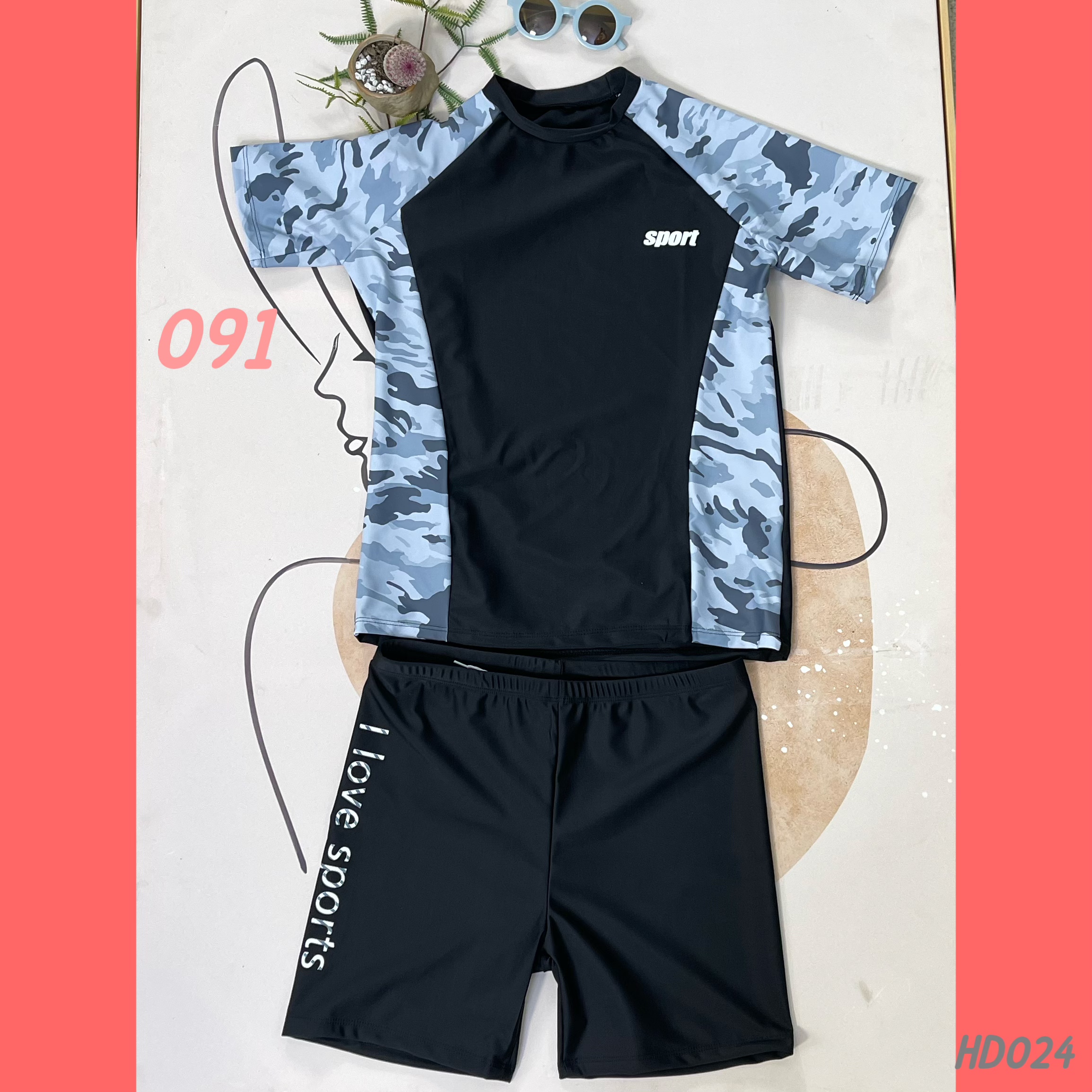 男童泳衣加肥加大青少年男儿童泳装学生分体长袖防晒泳衣高弹透气