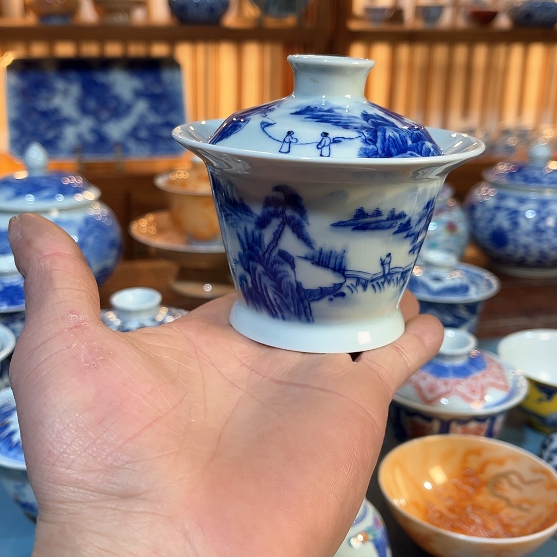 錡镇堂手工绘画盖碗