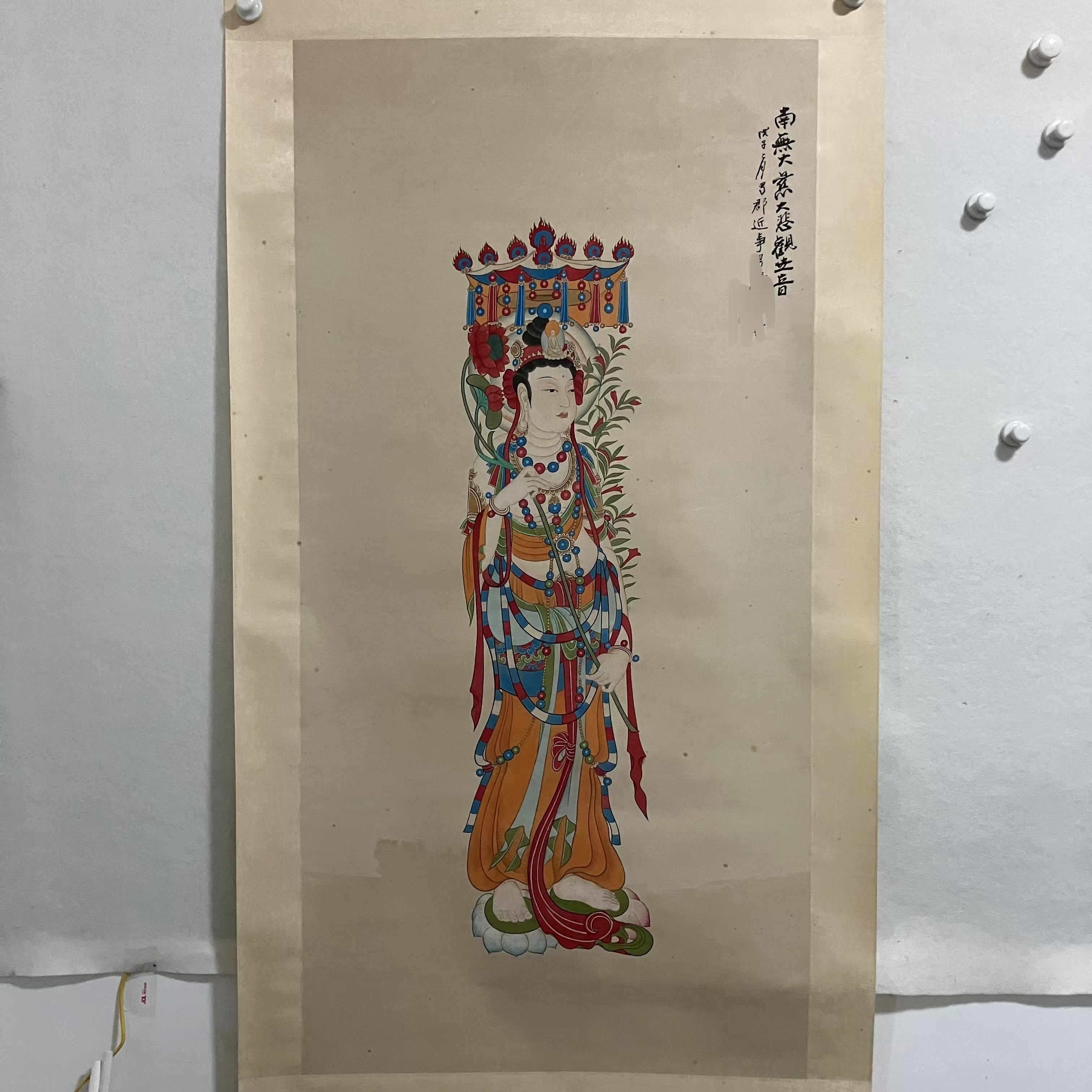 CC1039  佛像带鉴定证书 纸本设色立轴  136×68cm 