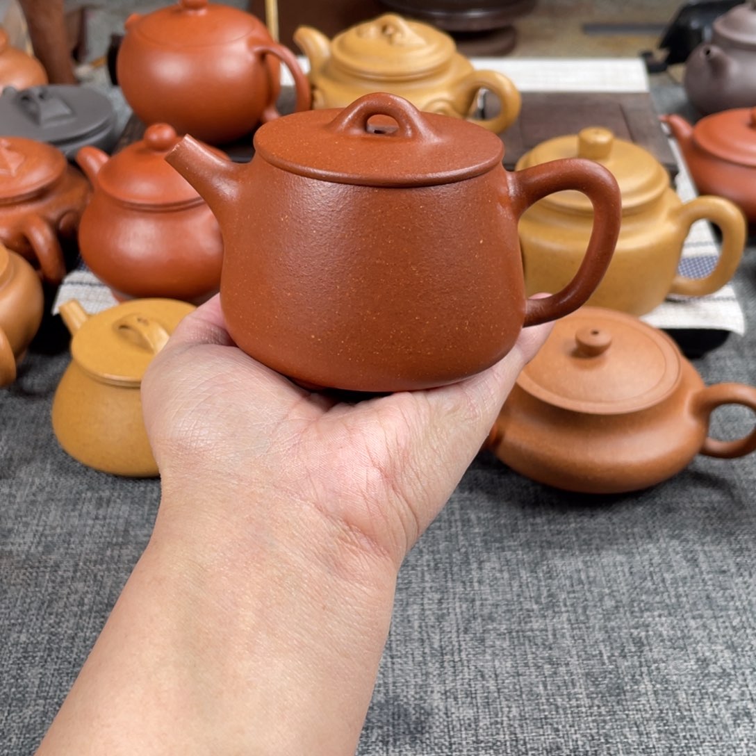 紫砂茶壶红降坡高石瓢全手40目190