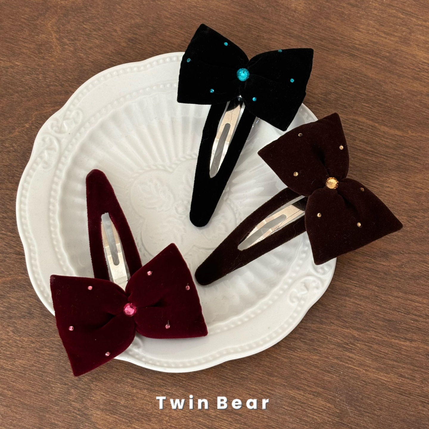 跨年发饰~红色氛围感蓬松云朵蝴蝶结边夹BB夹碎发夹头饰女韩国