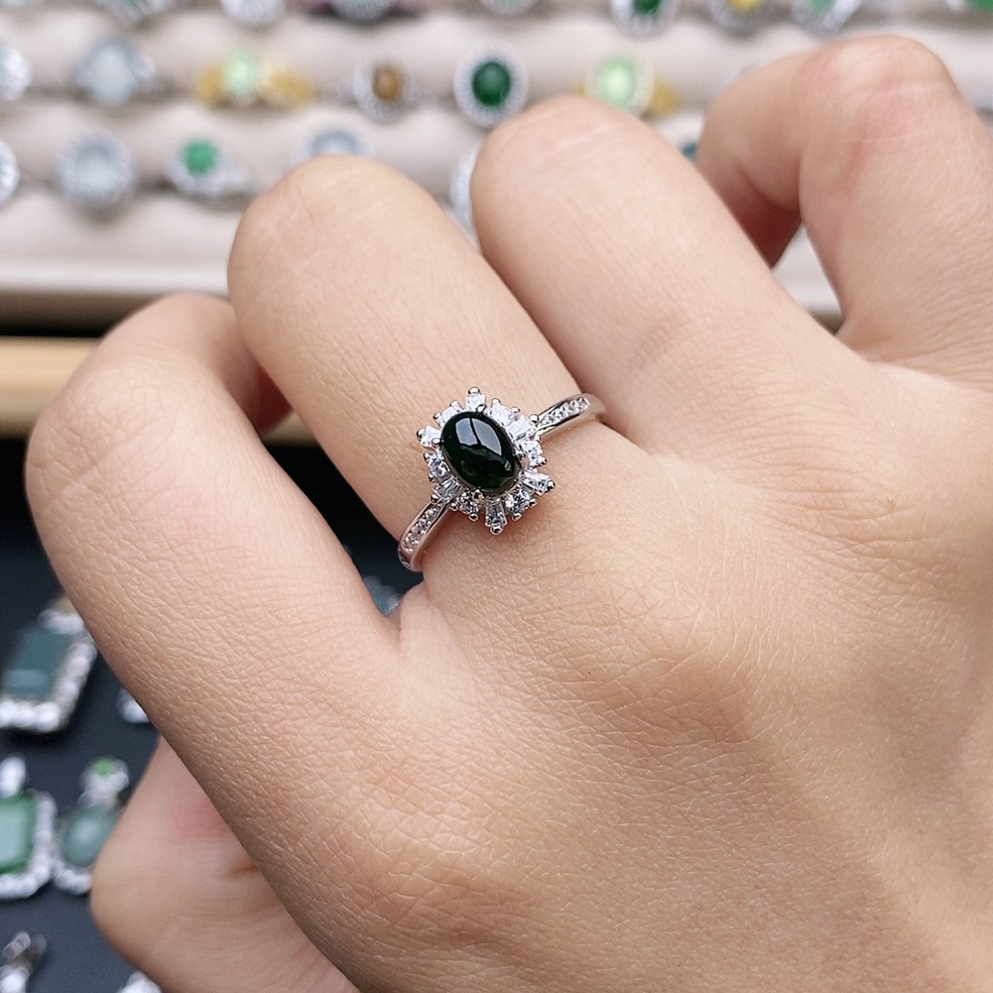 翡翠银S925镶嵌戒指