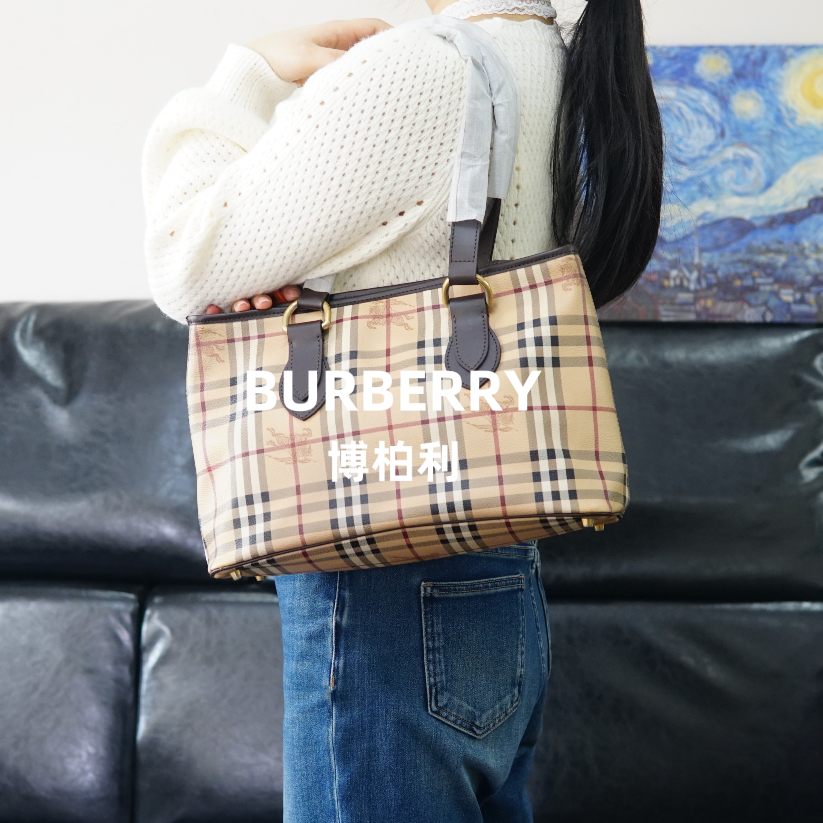 95新 BURBERRY/博柏利 巴宝莉/格纹单肩包/MP02617504/7504