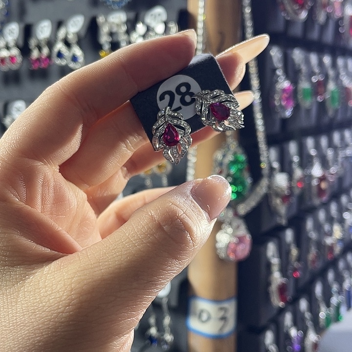 银S925镶嵌耳饰红宝石28