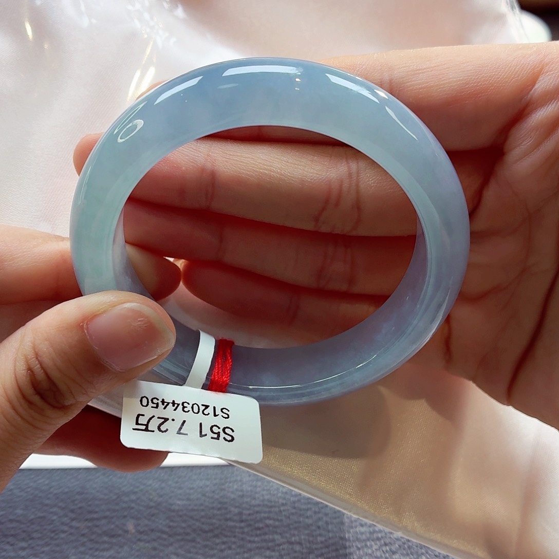 翡翠未镶嵌手镯52.5正圈 春彩蓝紫(4号)