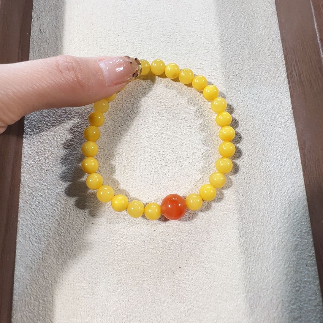 蜜蜡未镶嵌手链蜜蜡6.8mm