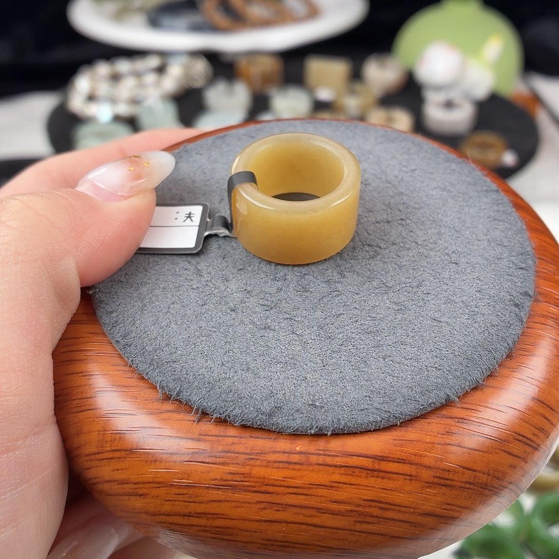 和田玉（糖玉）未镶嵌戒指S110糖圆切16.3