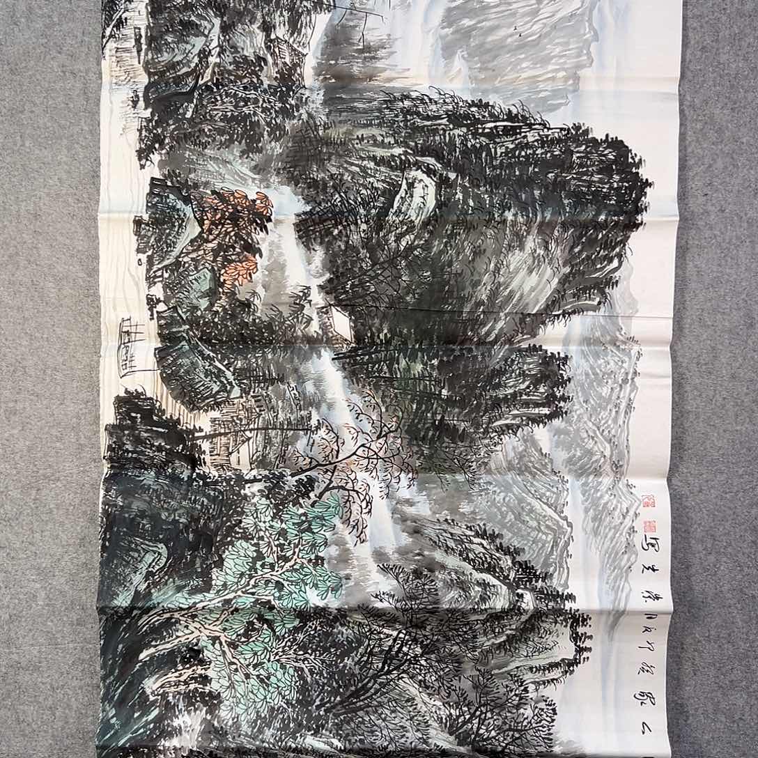 国画694 牡丹之花之叶的颜色与花色