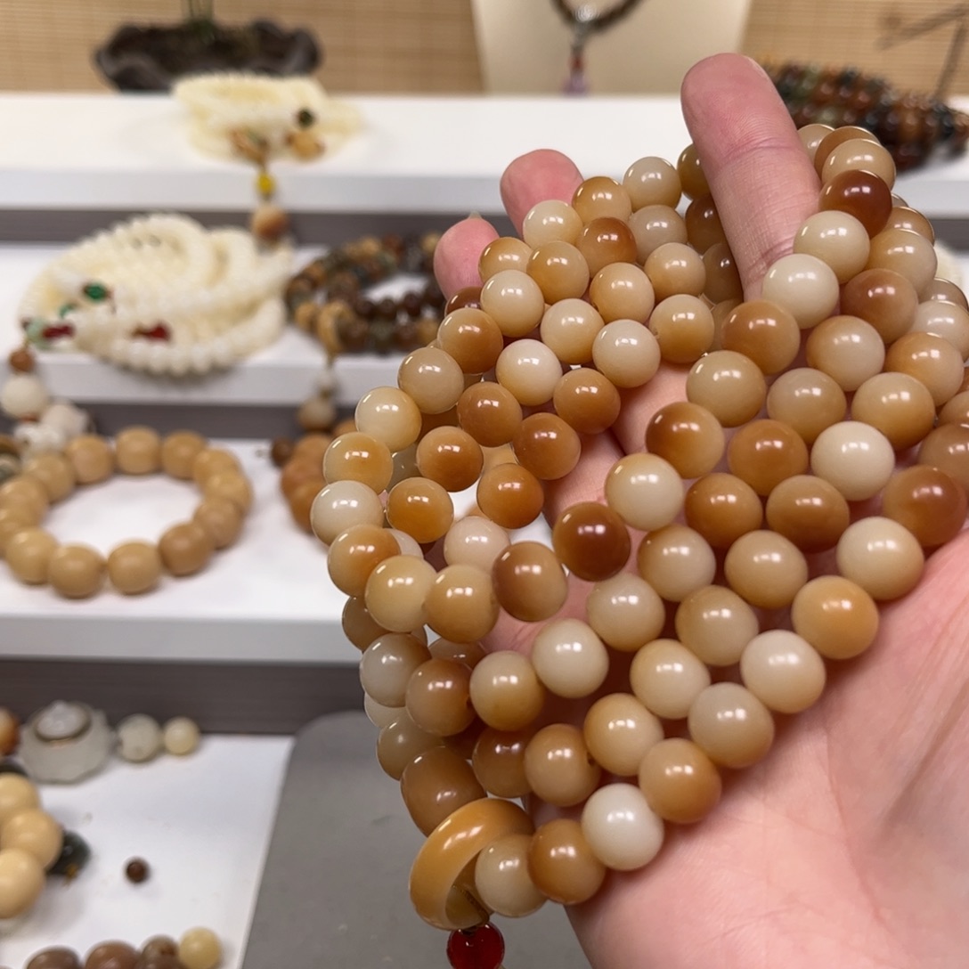 白玉菩提吊坠溏心蛋108苹果珠多圈一条卡10