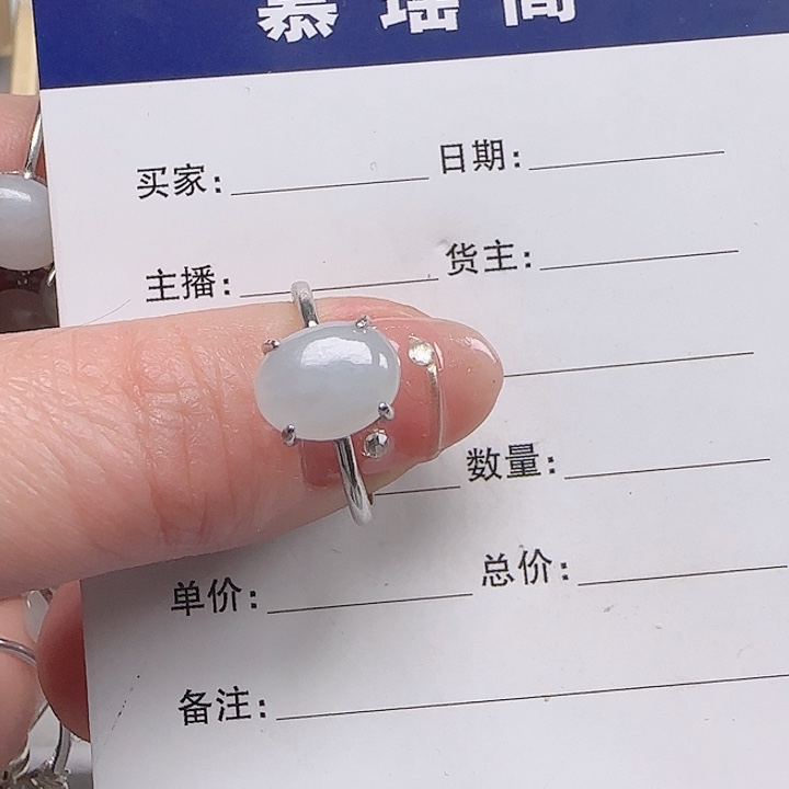 翡翠戒指银S925镶嵌缅甸a货翡翠戒指s925银镶