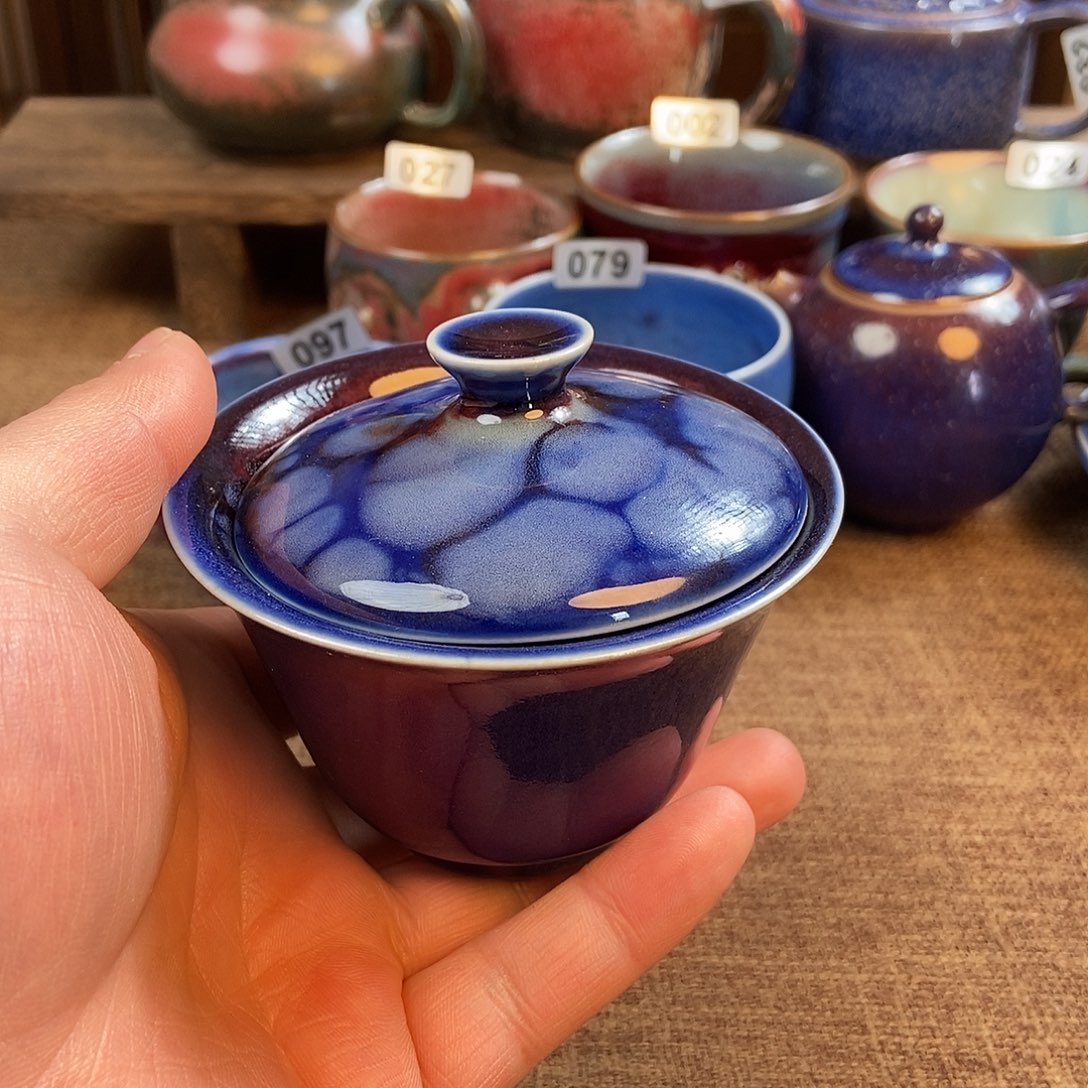 瓷片闲**致钧瓷茶器艺术盖碗