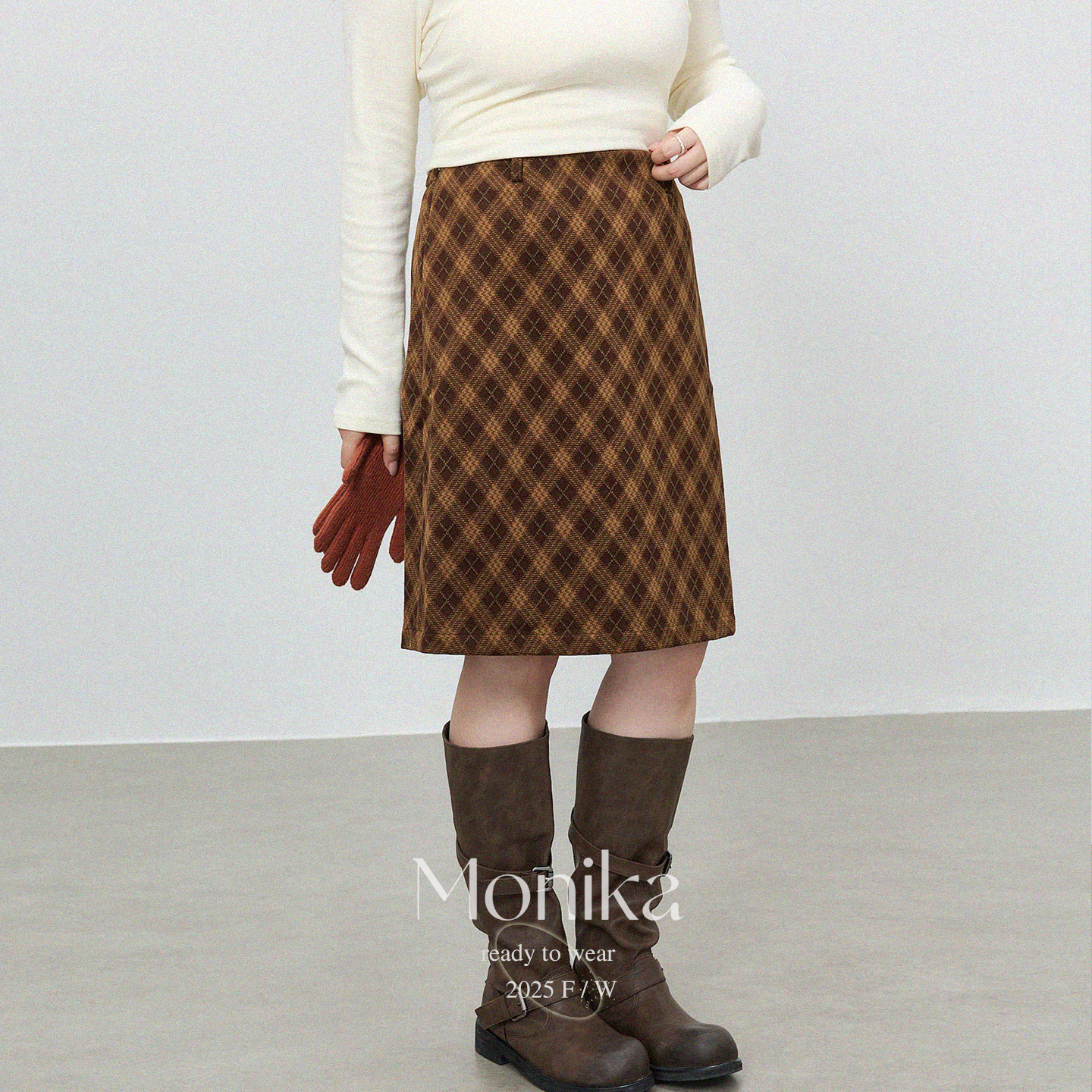 大码女装复古加厚毛呢A字半身裙2025冬季韩系时尚百搭中裙LNQ1368