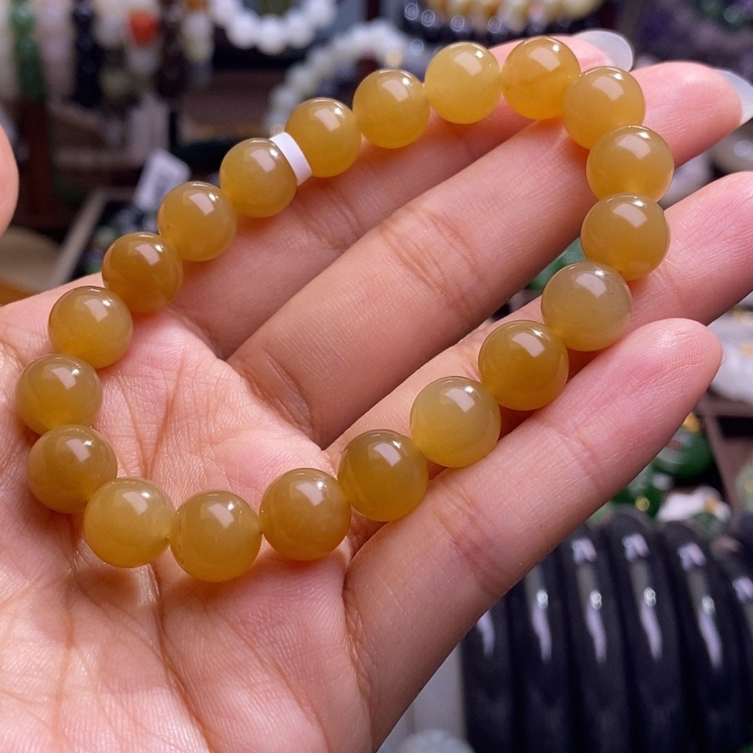 颈饰未镶嵌和田玉新疆且末糖黄金糖手链10m