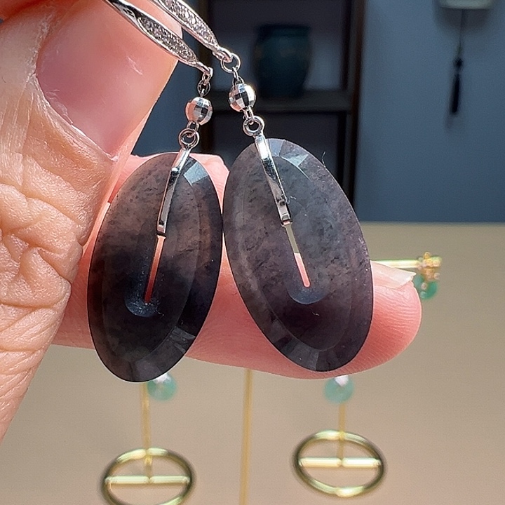 翡翠耳饰18K金镶嵌耳饰