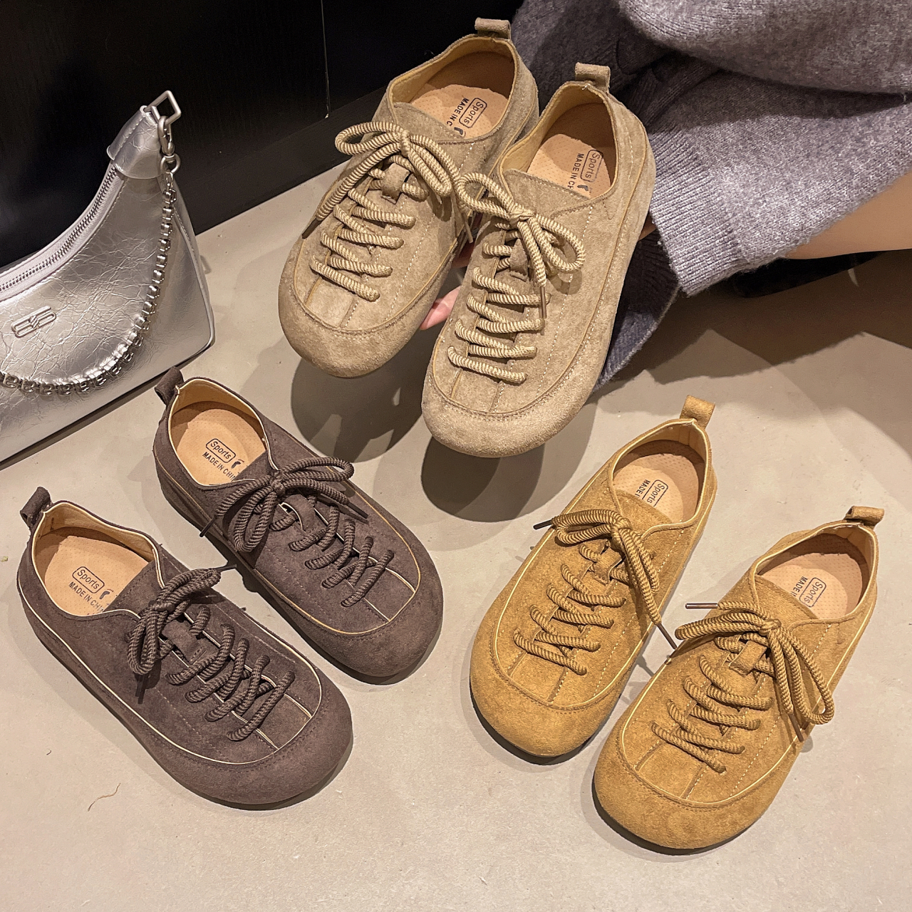 【专柜版】复古全包勃肯鞋女2025秋网红内增高丑萌系带乐福鞋豆豆鞋