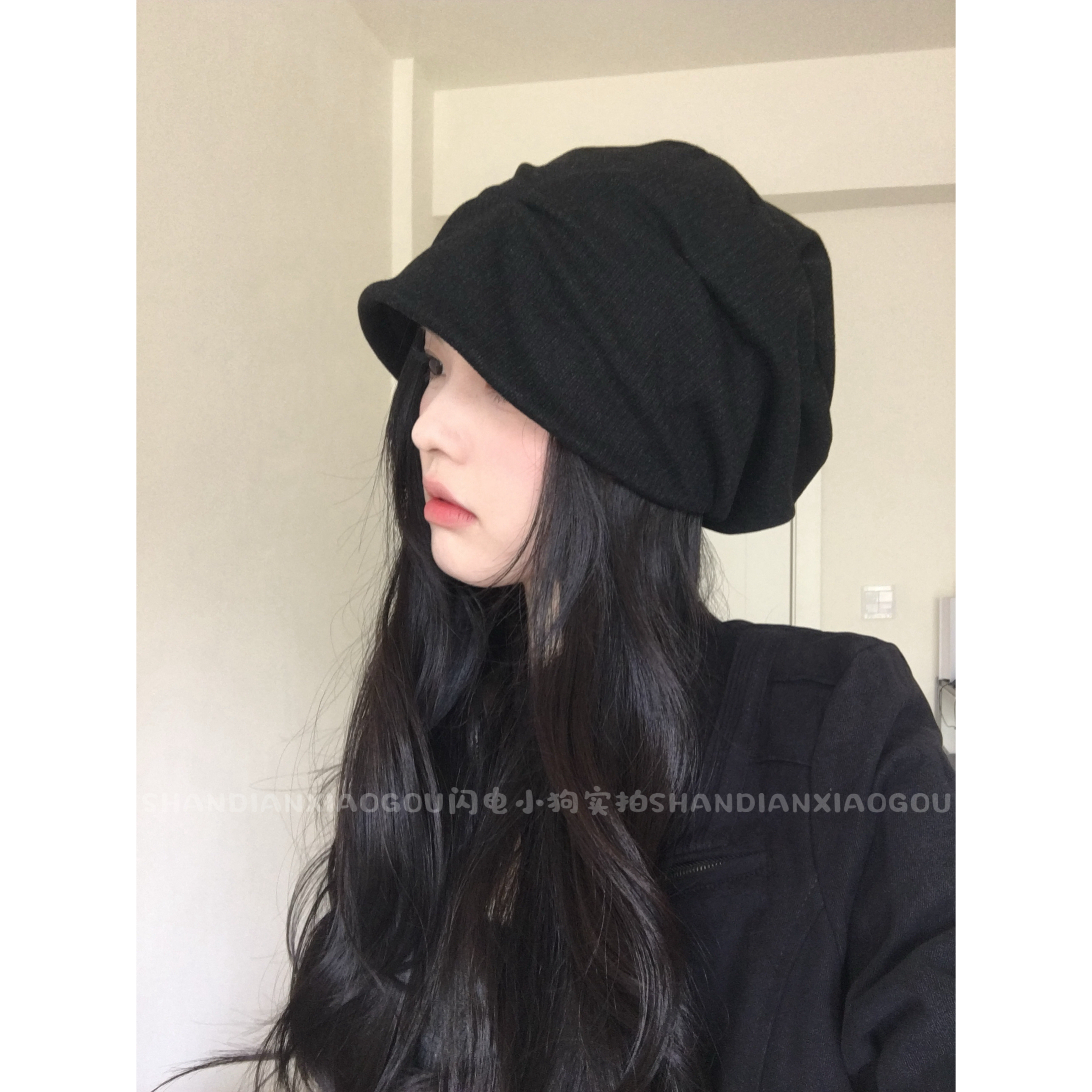 定制褶皱剪裁桶帽冷帽*显脸小保暖遮耳帽子潮日系帽子