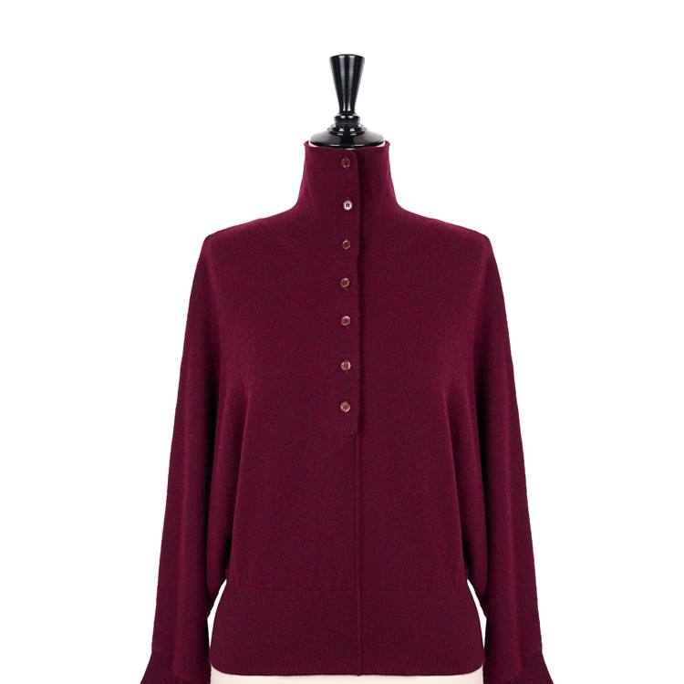 【高奢老钱风】羊绒羊毛排扣高领套头毛衣CD2167663