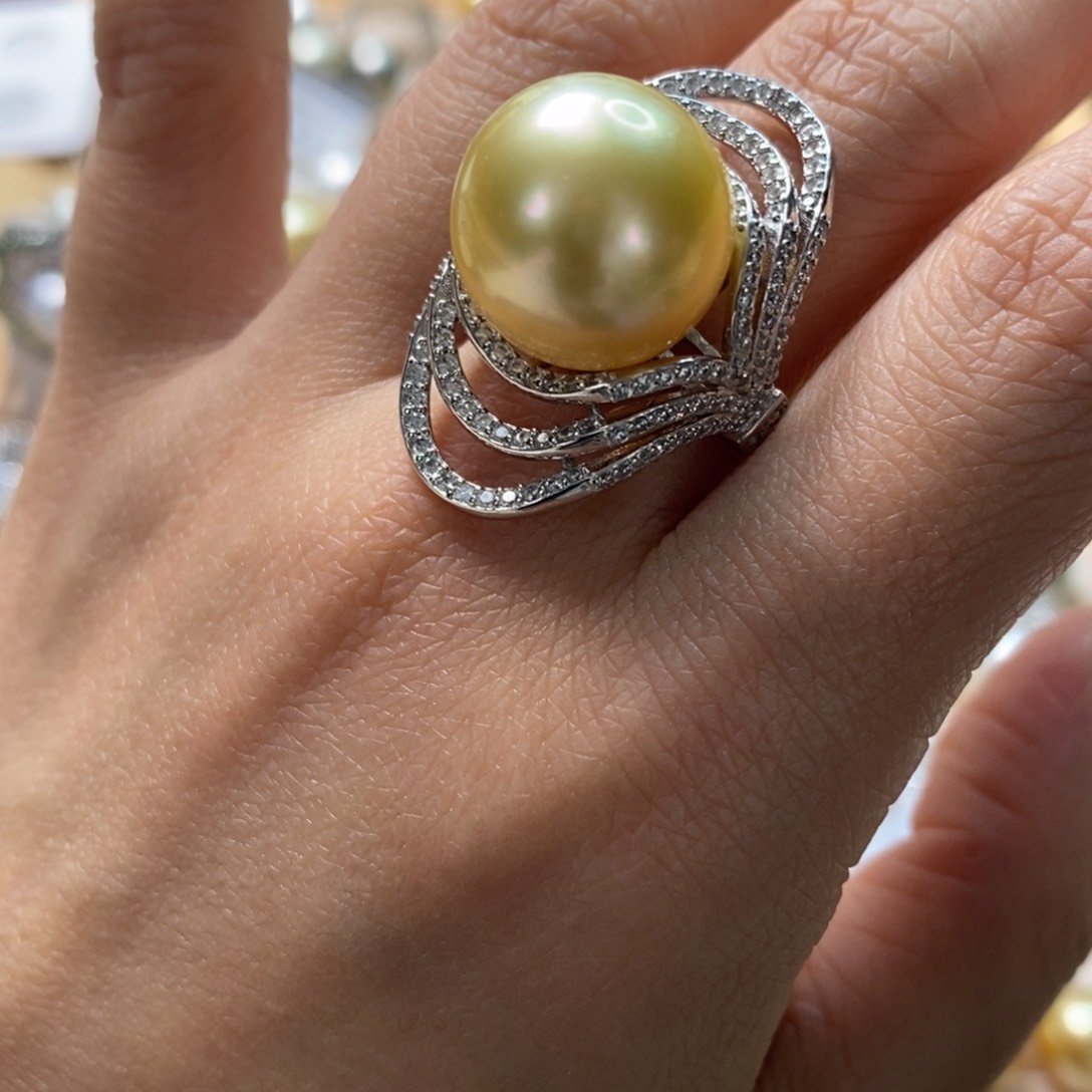 海水珍珠戒圈银S925镶嵌