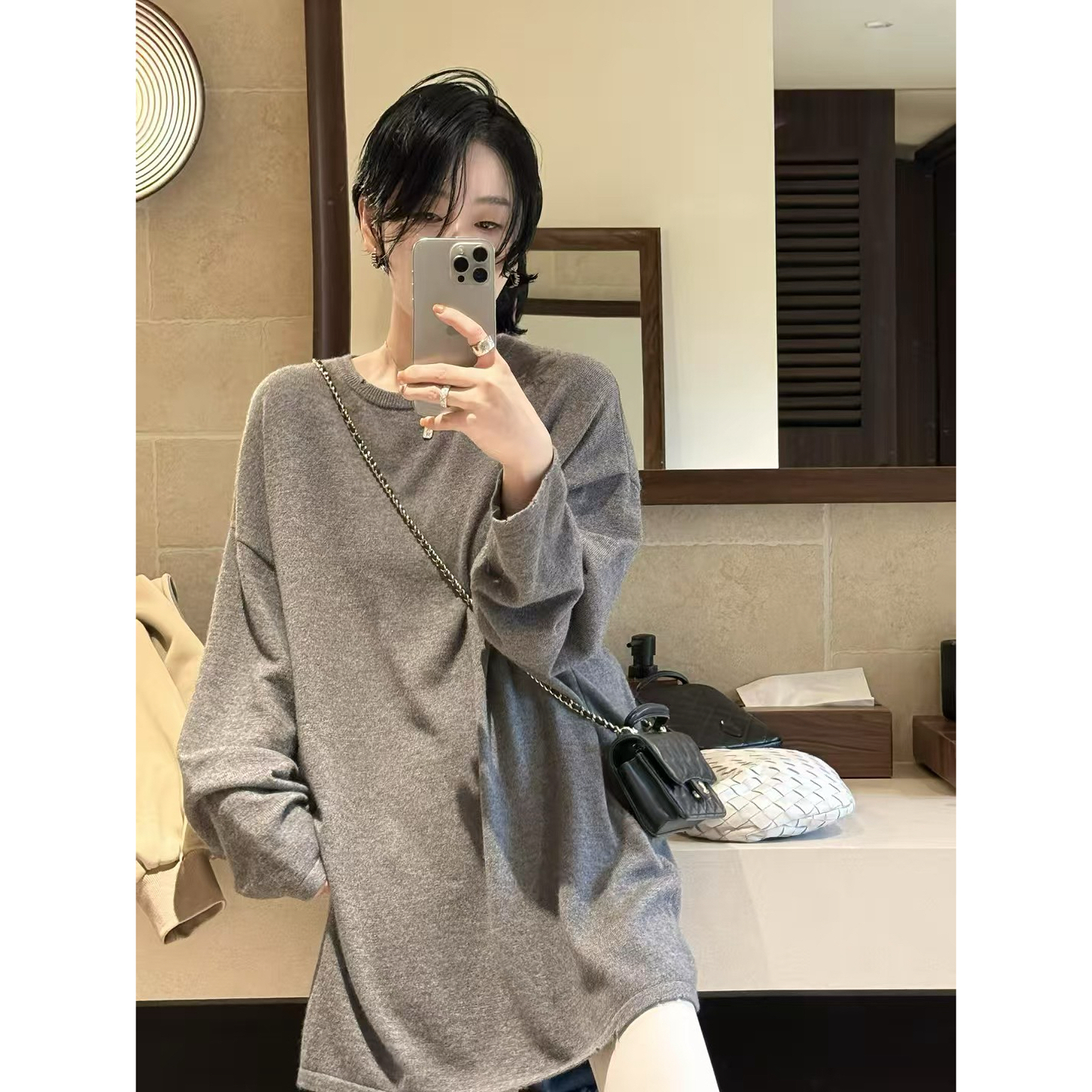 Az LangQuan 小破领羊绒衣 2025秋冬设计师时尚新款 XY10306