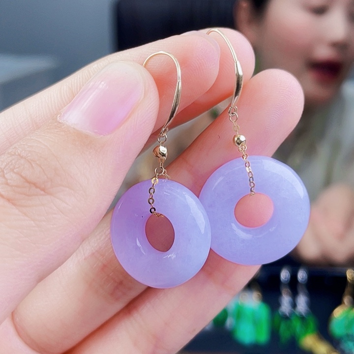 翡翠18K金镶嵌耳饰饰品