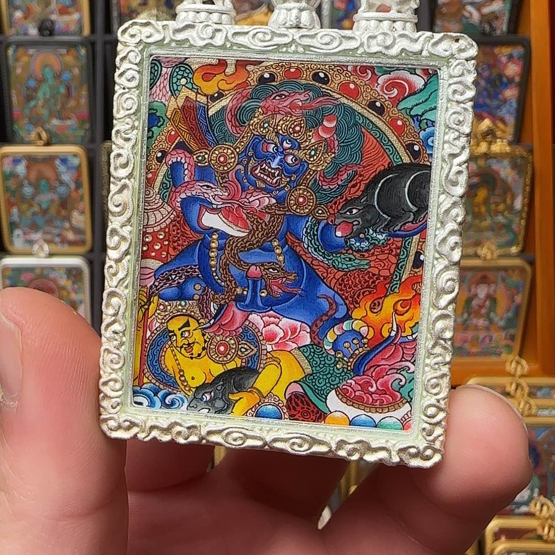 吊坠花*黑cc唐卡，热贡纯手绘