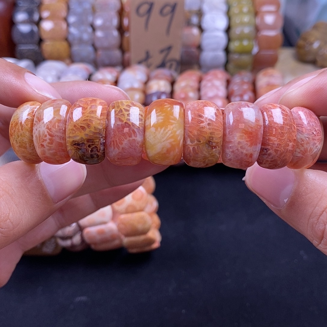 硅化珊瑚（珊瑚玉）未镶嵌手串彩龙骨4