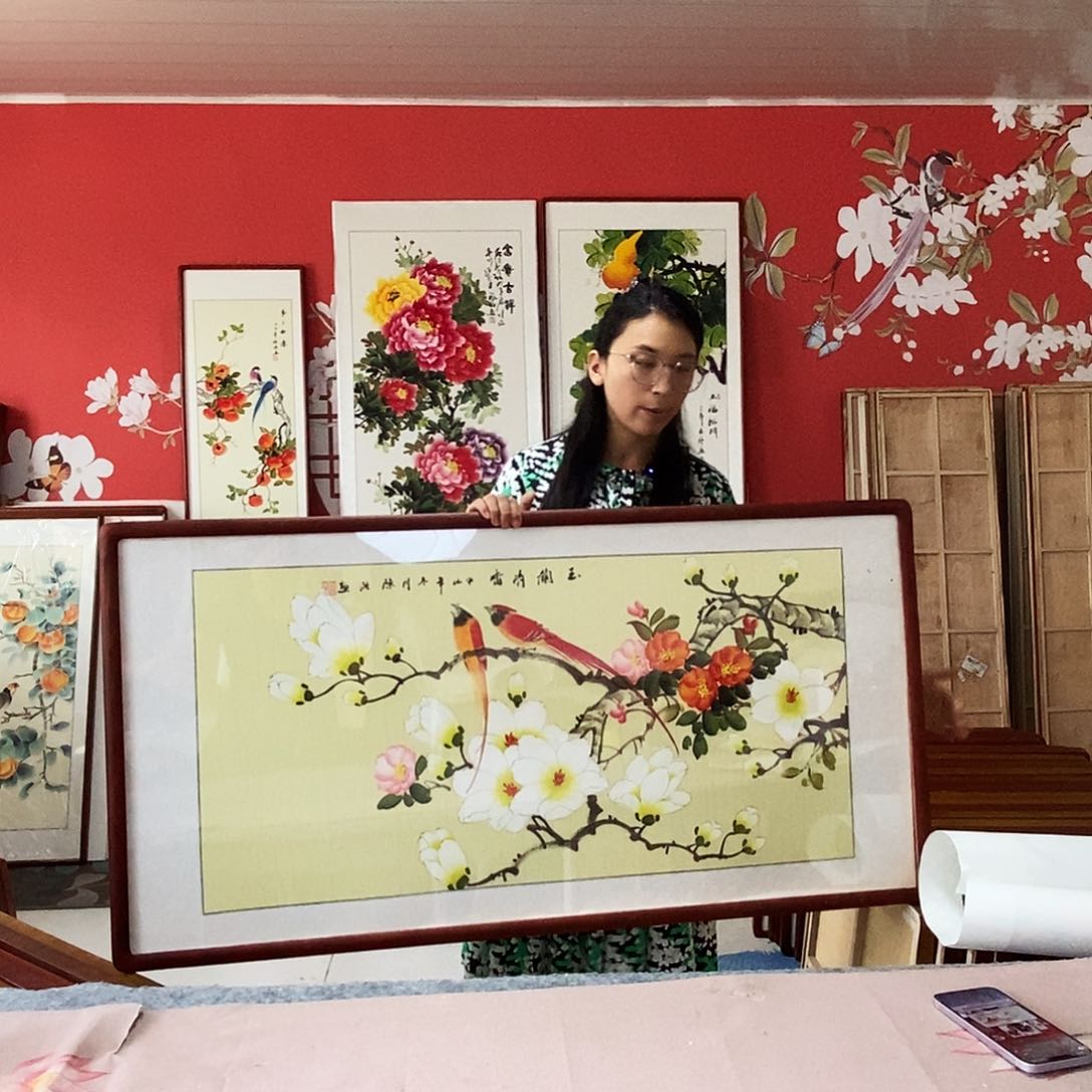 国画手写手绘带框包邮62✖️122国画作品
