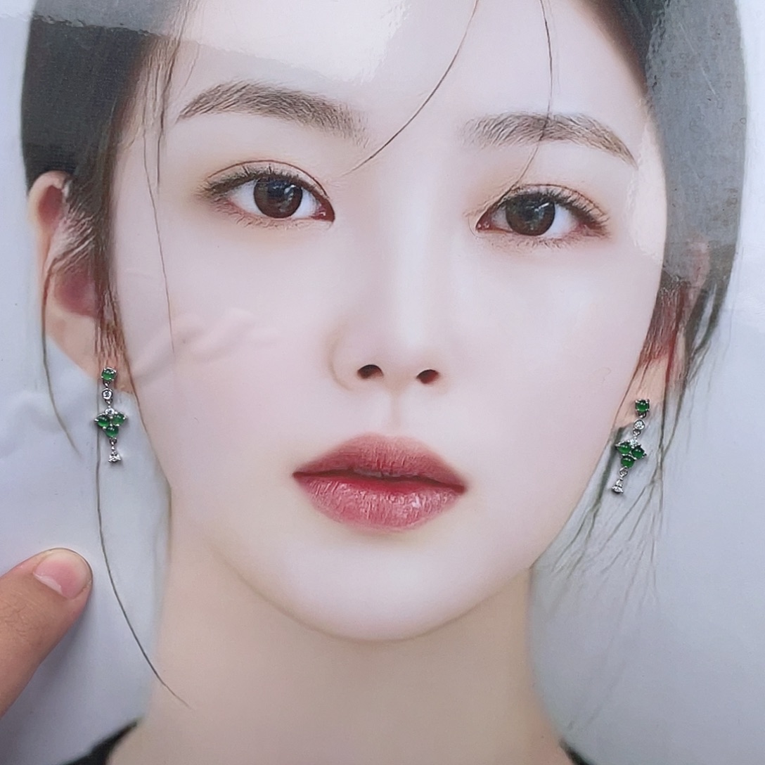 翡翠银S925镶嵌耳饰