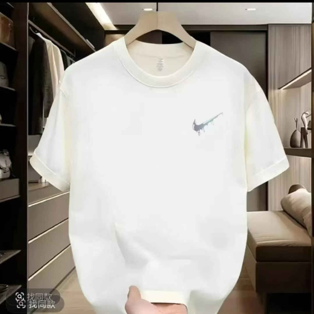 圆领百搭短袖流光纯棉T恤夏季时尚通用简约潮流单肩