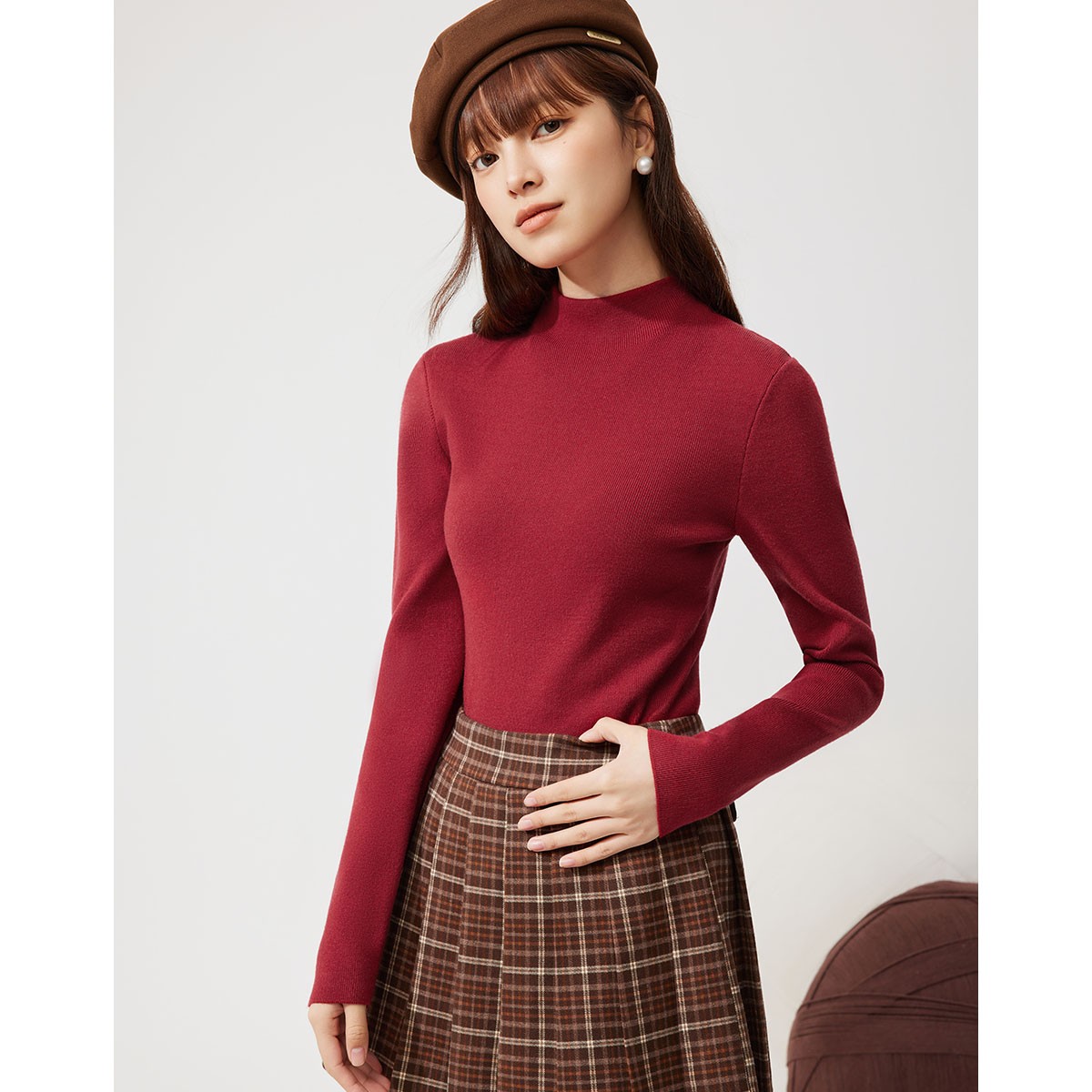 IEF/爱依服2025早秋新款独特漂亮小衫时尚半高领简约洋气衣服女