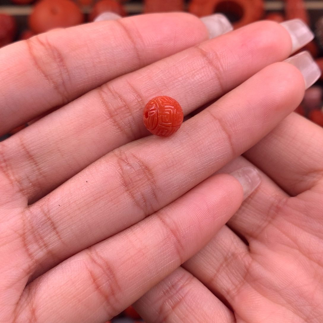 南红玛瑙未镶嵌回纹圆珠9